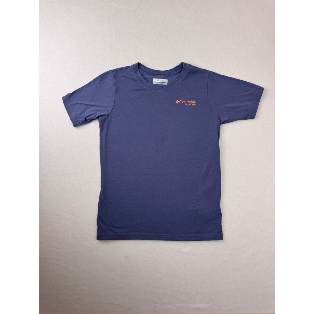 Columbia PFG Youth Medium‎ 10/12 Blue Fishing Graphic Short Sleeve T Shirt